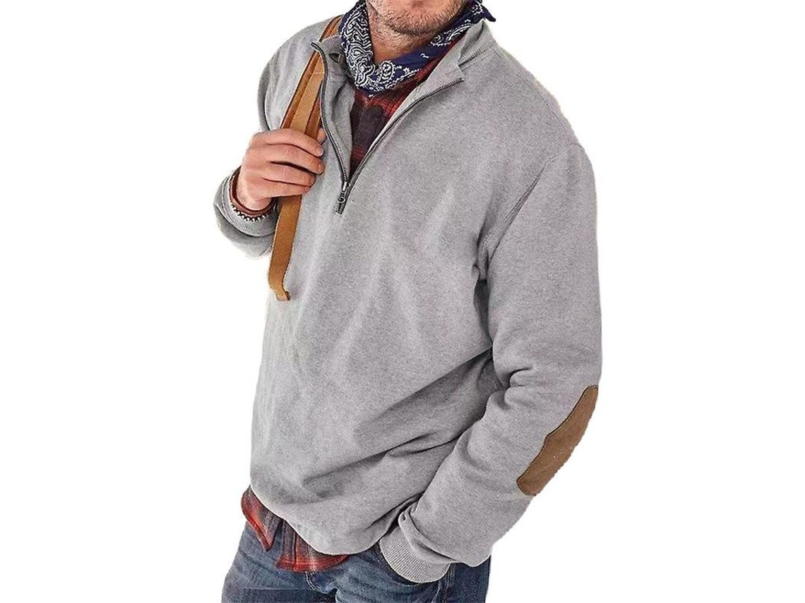 Moletom De Manga Longa Para Homem Suéter Baggy Casual Esportivo Trabalho Lazer Cinza