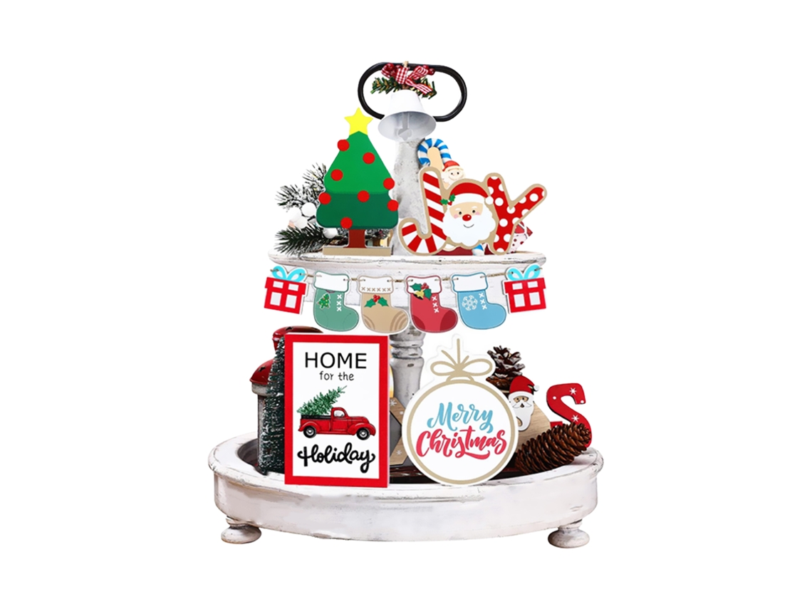 Laxiscreed Bandeja De Madeira Natal Com Santa, Gengibre E Tema Invernal Para Idosos