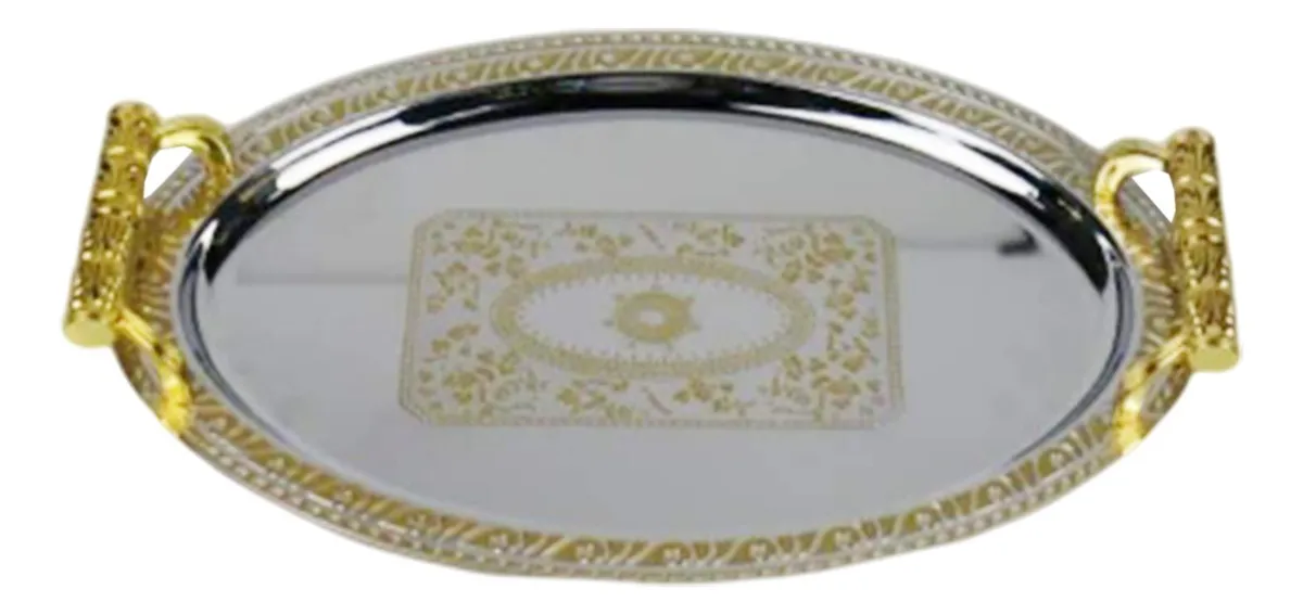 Bandeja De Servir Oval Dourada Em Forma De Sslowmoose