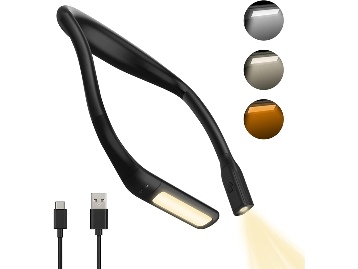 Luminária De Leitura Pescoço Em Led Com Brilho Ajustável E 3 Cores,