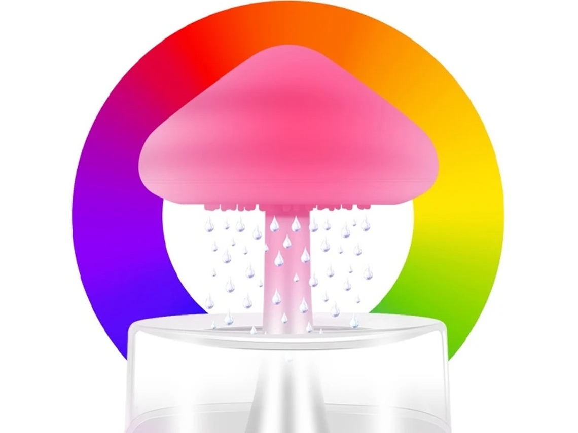 Umidificador Rain Cloud Difusor De Óleo 5 Óleos 7 Luzes Bestvite Madeira
