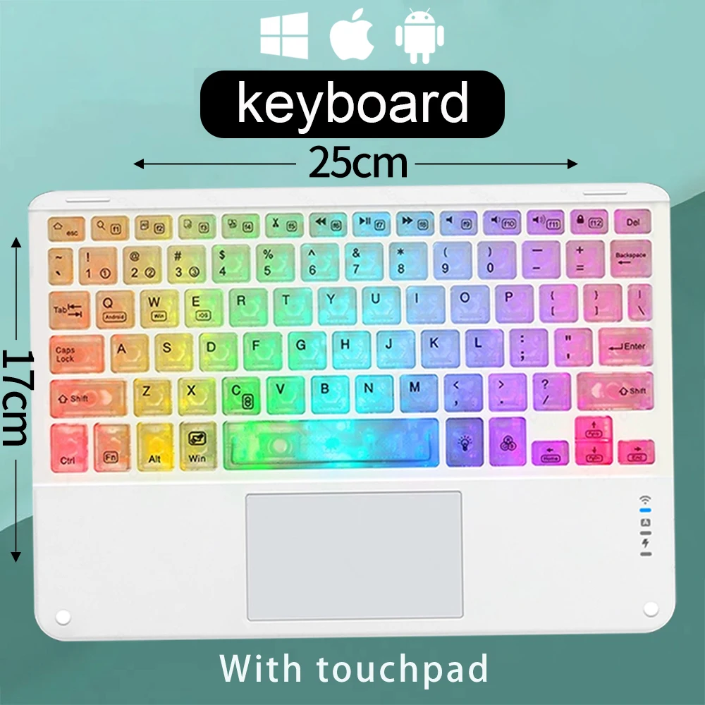 Teclado e Mouse Bluetooth Recarregáveis Rgb Retroiluminados de 10 Polegadas MDUG (turco e Inglês)
