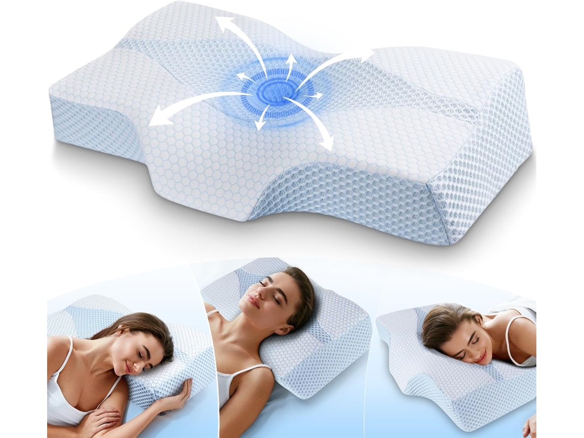 Lurelia Travesseiro Cervical, Espuma Viscoelástica, Ergonómico, Ortopédico, Para Dormir De Lado, Natural