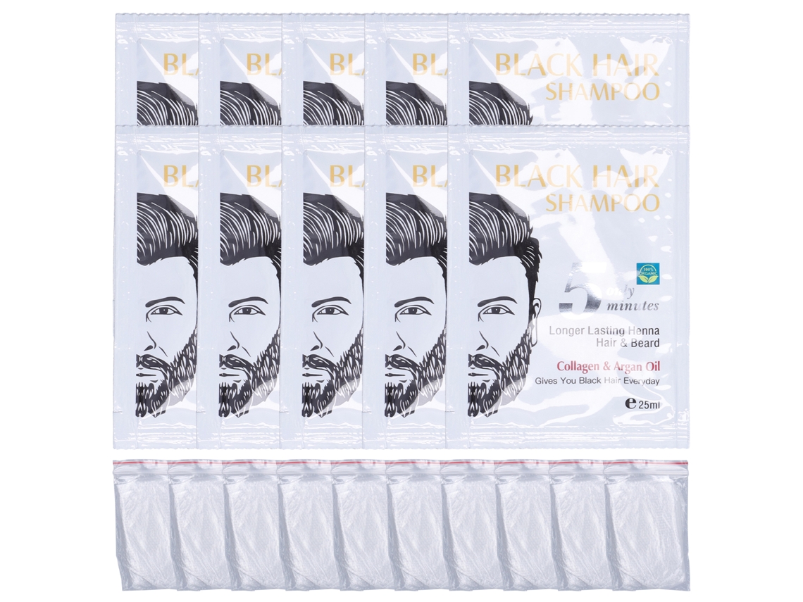 10pcs 25ml Shampoo De Cor Para Cabelo Preto 3 Em 1 Shampoo De Tintura Natural À Base De Ervas Cuidado Com Os Cabelos