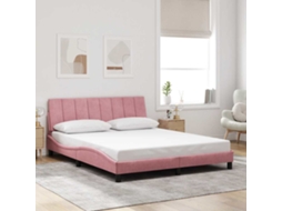 Vidaxl Estrutura De Cama Sem Colchão Hanko 160x200 Cm Veludo Rosa