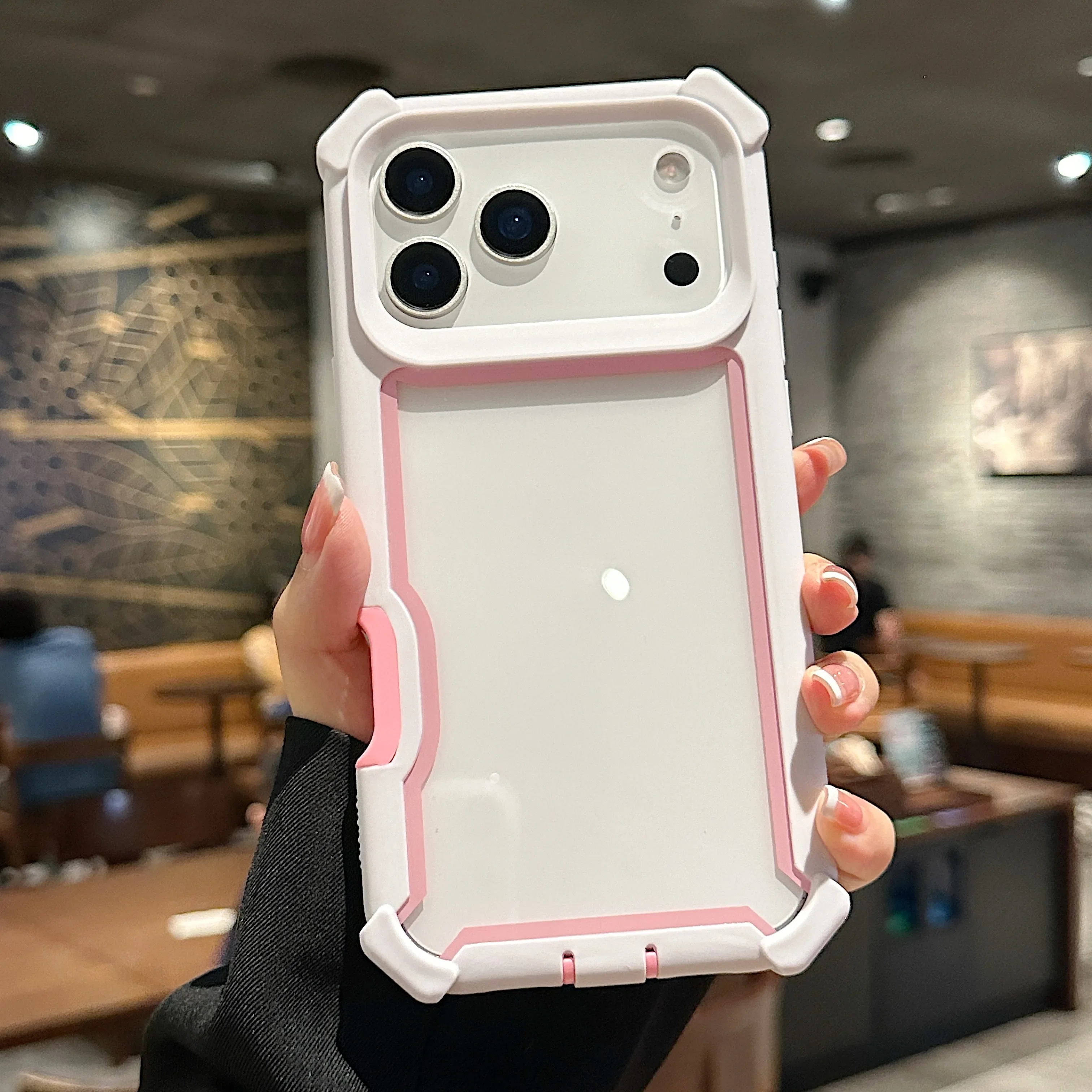 Capa Transparente E Espessa À Prova De Choque (rosa 13pro) Para Celular, Proteção Contra Quedas.