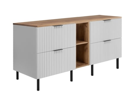Armário De Banheiro, Branco / Carvalho Craft Puxador Preto, 140 X 77 X 46 Cm 3xe Living