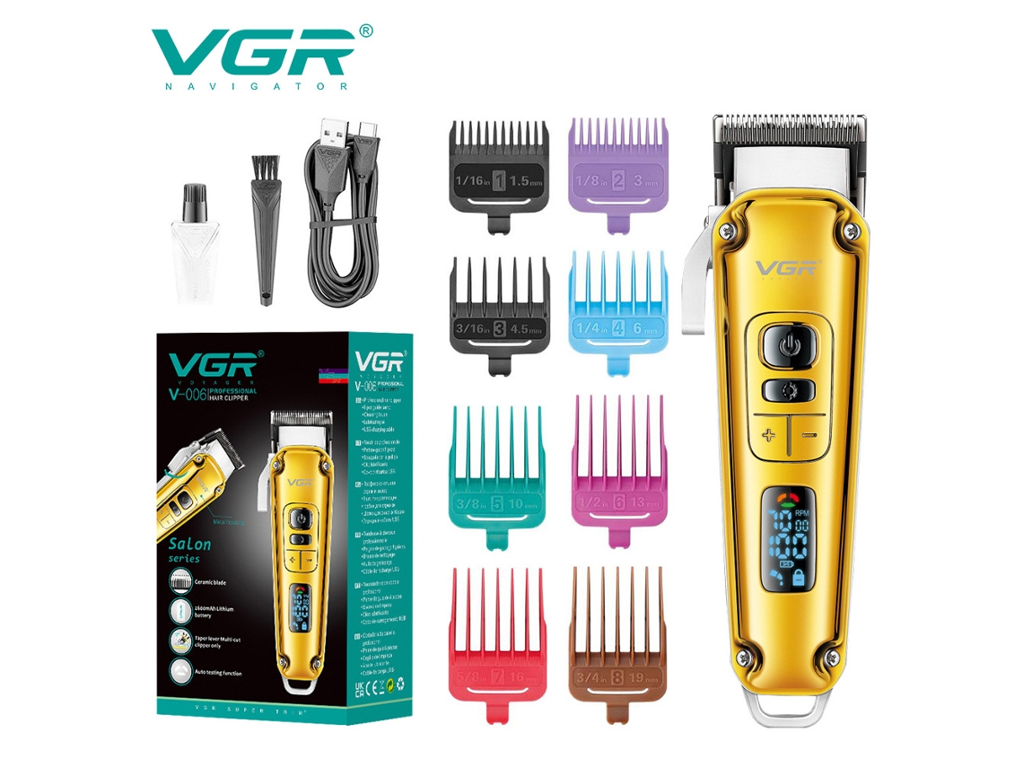 Máquina de Cortar Cabelo Elétrica com Lcd Recarregável e Aparador de Metal MDUG (dourado)