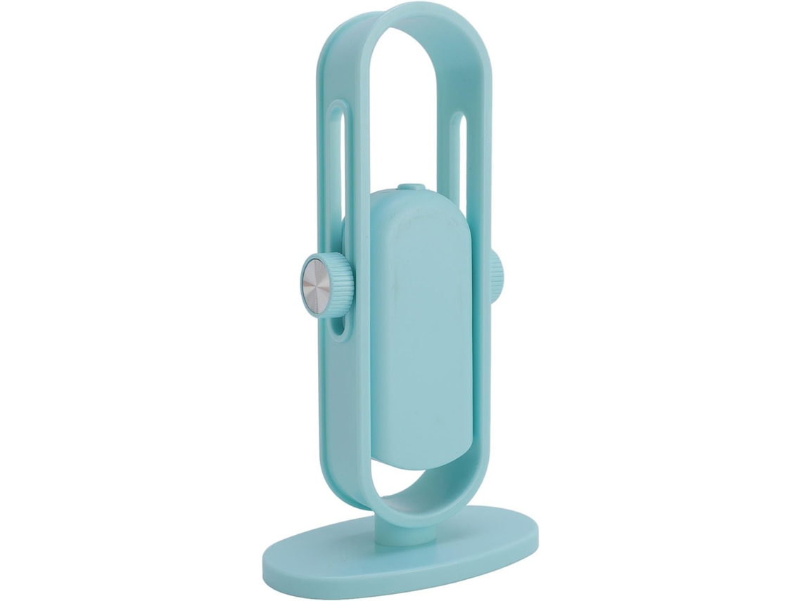 Mini luminária de mesa LED giratória com luz azul ajustável para leitura e trabalho relaxante.