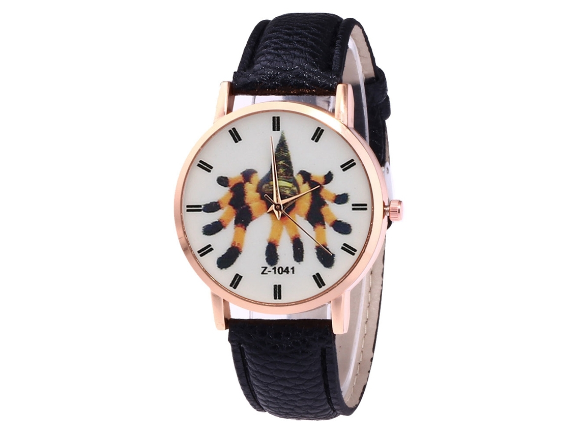 Reloj De Pulsera De Pareja Analógico Con Correa De Cuero Pu Moda Negro