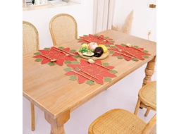 Nova Line conjunto de 4 Tapetes de Mesa Natal Poinsettia Vermelho e Verde Flores Natalinas