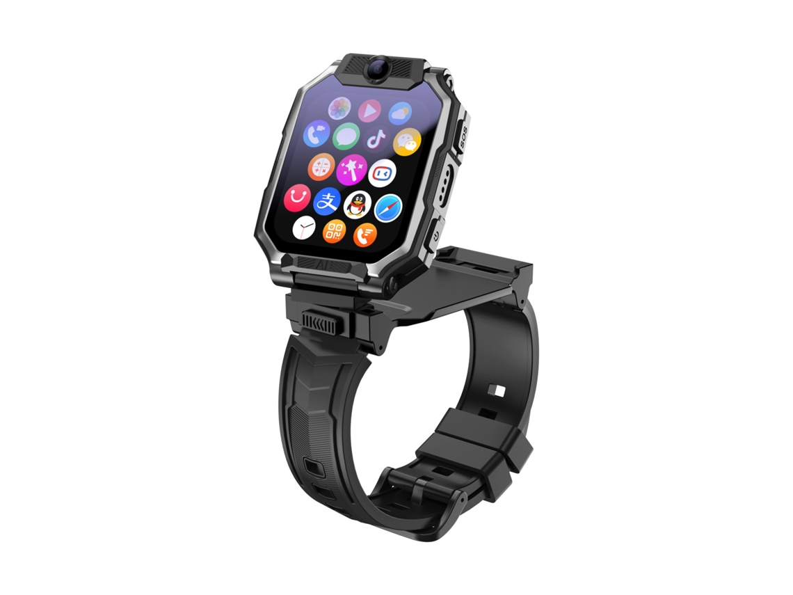 (preto) Smartwatch Infantil 4g Com Pulseira Para Pescoço E Câmera Dupla