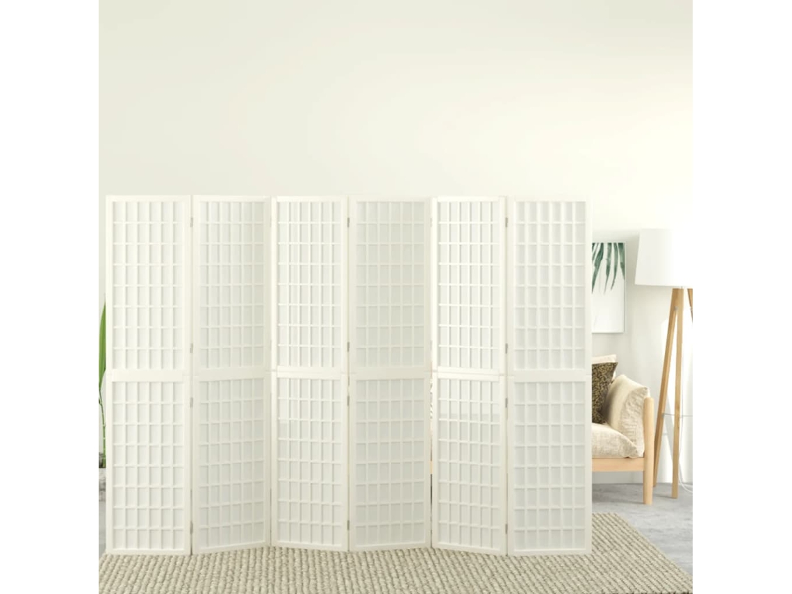 Vidaxl Biombo Dobrável Com 6 Painéis Estilo Japonês 240x170 Cm Branco