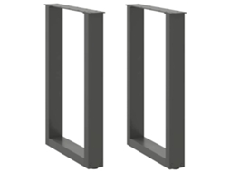 Vidaxl Pés Para Mesa De Jantar Em Formato De U, 2 Peças, Antracite, 50x(72-73) Cm, Aço