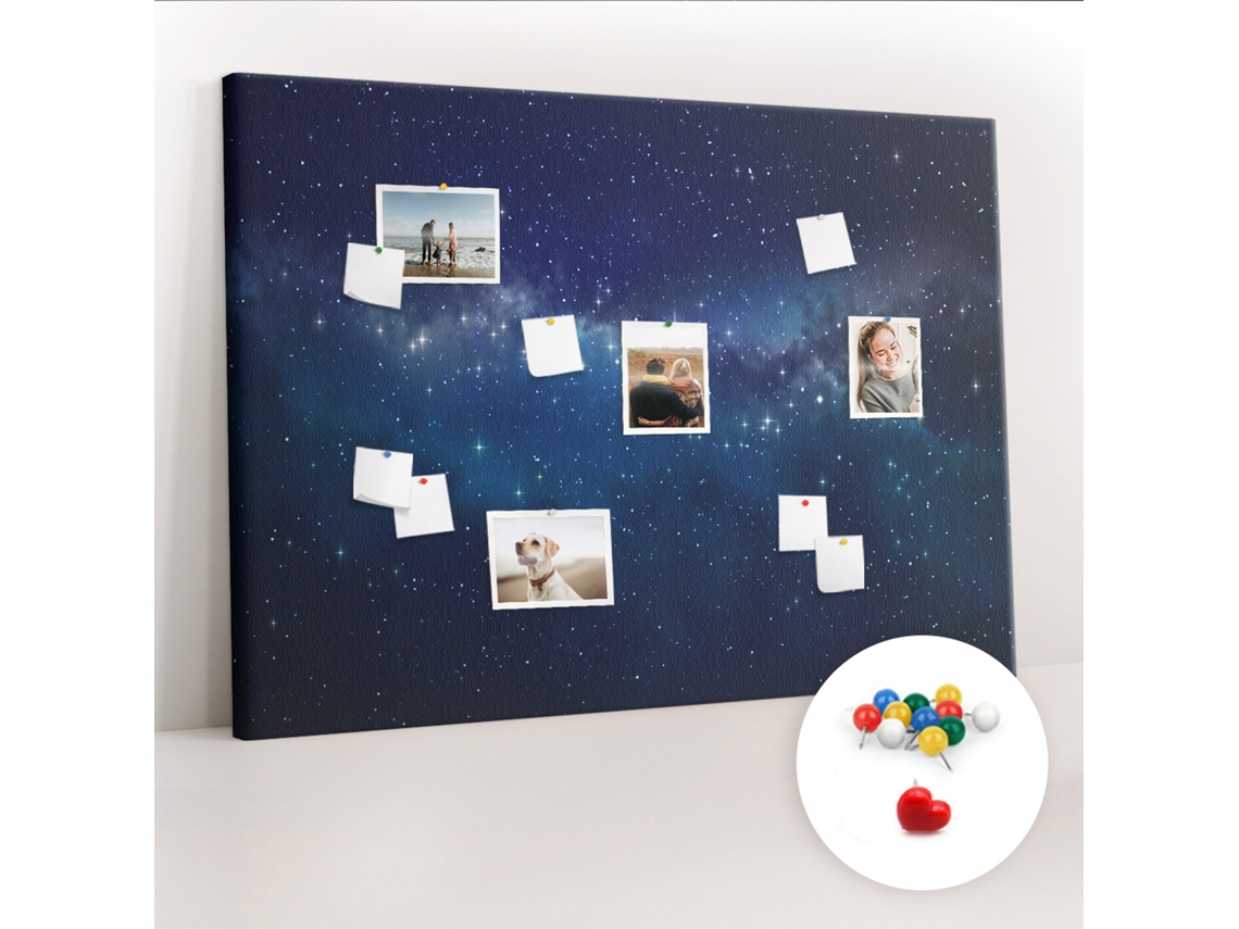 Quadro De Cortiça Com Impressão Céu Escuro E Estrelas Para O Escritório Espelharte (140x100 Cm)