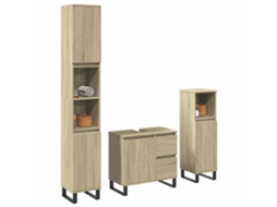 Vidaxl 3 Pcs Conj. Móveis Casa Banho Derivados Madeira Carvalho Sonoma