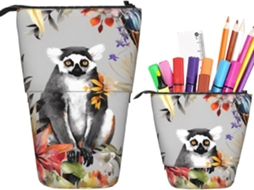 Prateleira telescópica com suporte, para mesa, com estampa de animais, lêmure e flores, prateleira retrátil.
