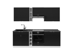 Cozinha Fame-line, 235cm, Pt Antracite, Preto Listrado/branco, Branco, Vicco