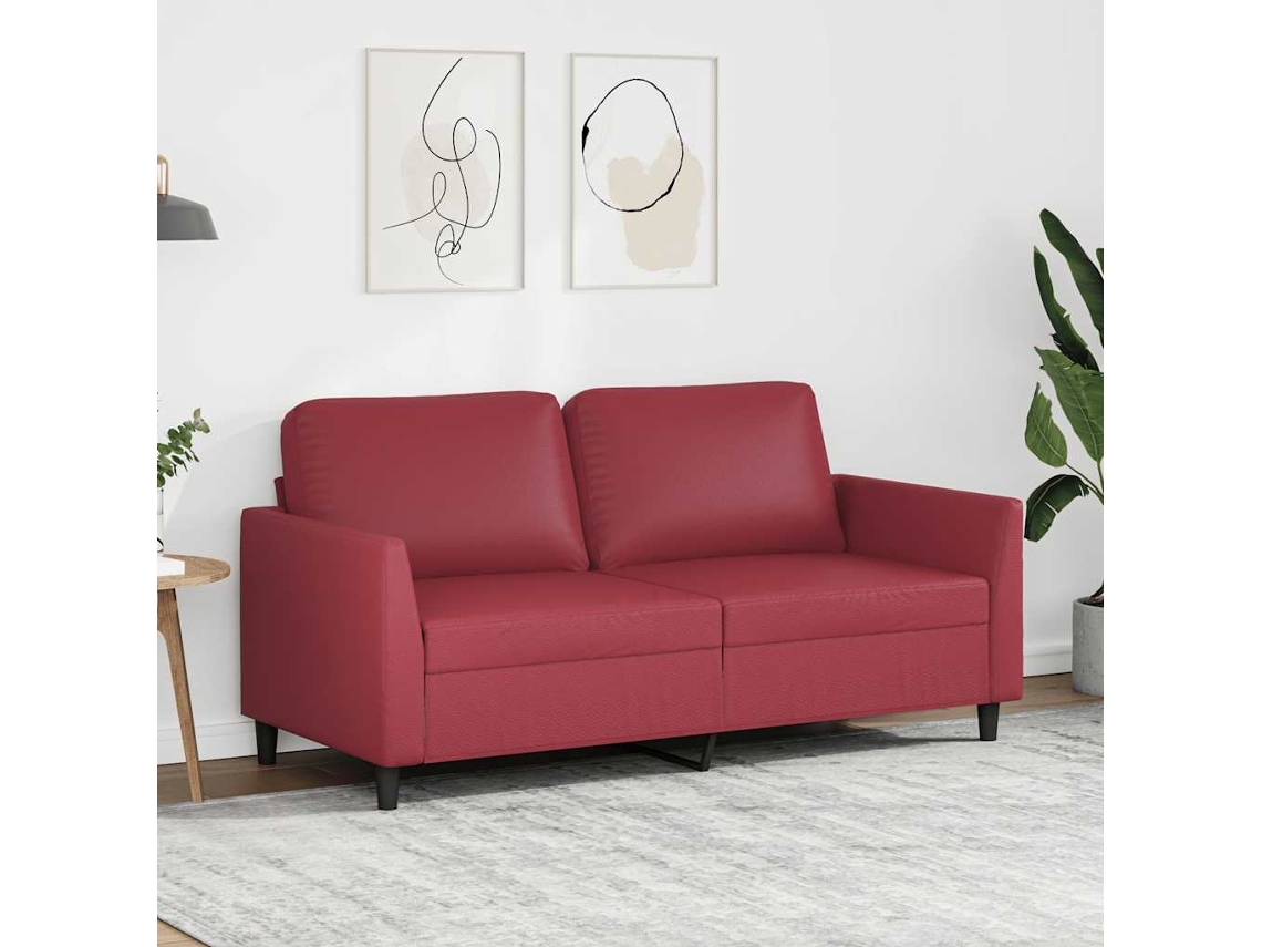 Sofá 2 Lugares HARLANV1 Relaxamento 140 Cm Couro Artificial Vermelho Tinto