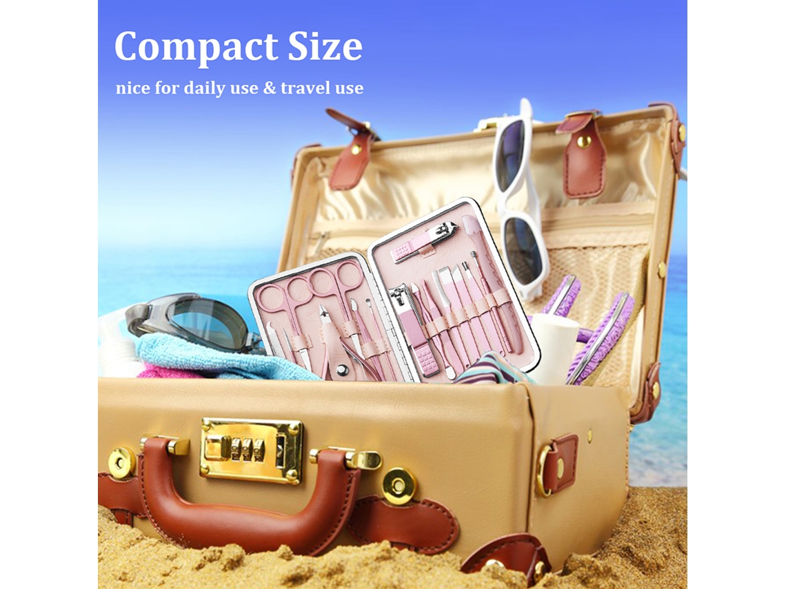 Kit De Ferramentas De Manicure E Pedicure Profissional 18pcs Com Bolsa De Armazenamento Pu
