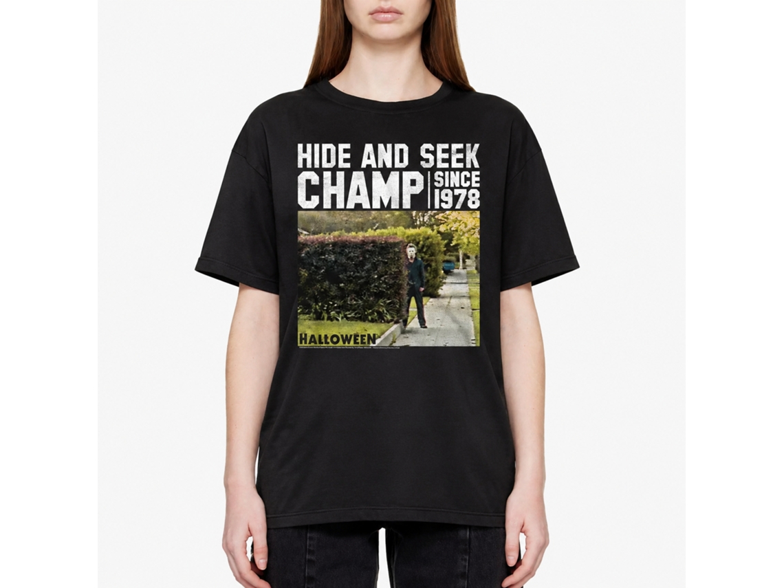 Rockinstone Halloween Movie Hide And Seek Bushes Black Adult T-shirt Size:m
