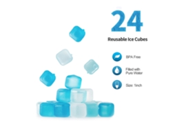Cubos De Gelo Plásticos Reutilizáveis (24 Unidades), Nas Cores Azul E Branco.