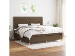 Vidaxl Cama Com Molas/colchão 200x200 Cm Tecido Castanho-escuro