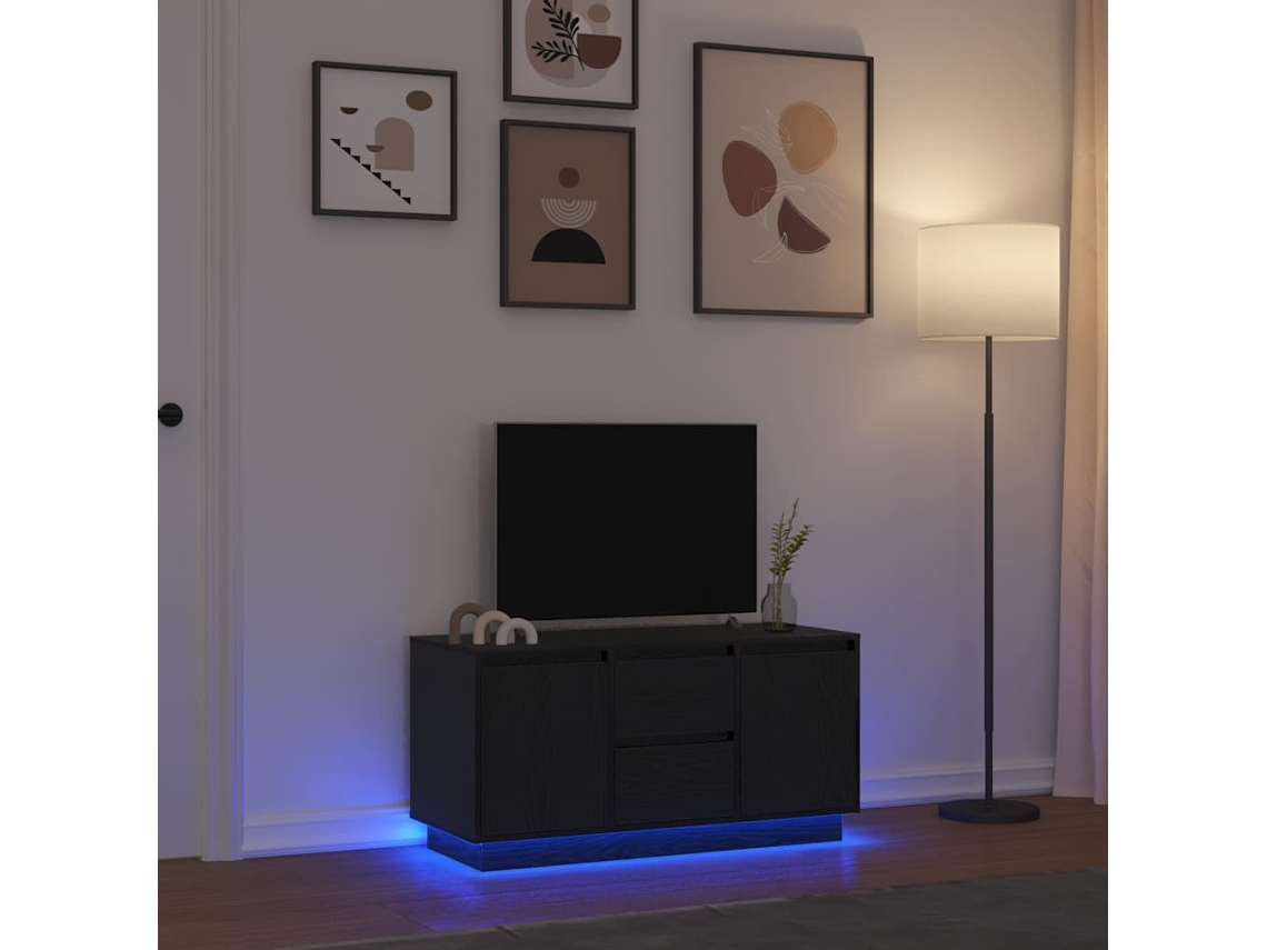 Vidaxl Móvel De Tv Com Luzes Led 100x41x50 Cm Carvalho Preto