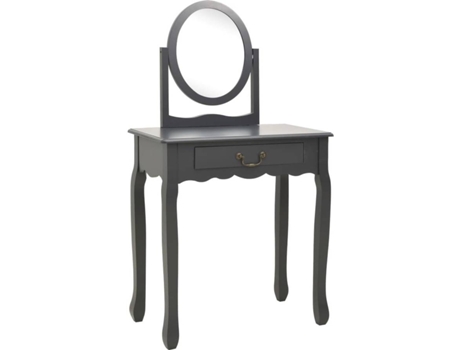 Toucador c/ banco 65x36x128 cm MDF e madeira paulownia cinzento