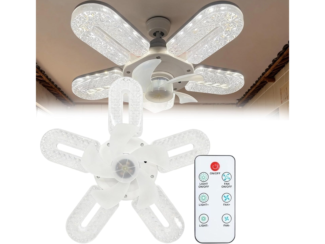 Ventilador De Teto Vidro Com Luzes E Controle Remoto, 30 Cm Led