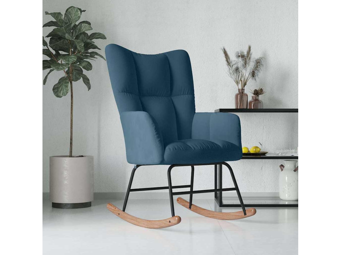 Vidaxl Cadeira De Baloiço Veludo Azul