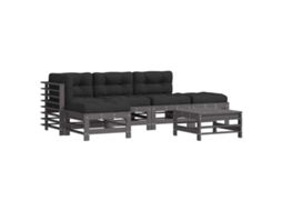 Conjunto de 6 Lounge Garden com Almofadões Madeira Maciça Cinza MAISON EXCLUSIVE (6pcs)