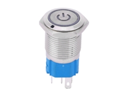 Botão De Pressão Metal Com Reset Automático Led Branco Simbolo De Energia 16mm 12v Carro Barco 1no 1nc