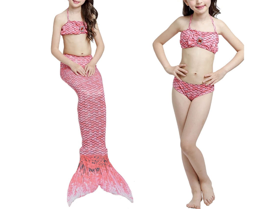 Yncm-traje De Banho Infantil 3 Peças Vermelho Melancia 130cm