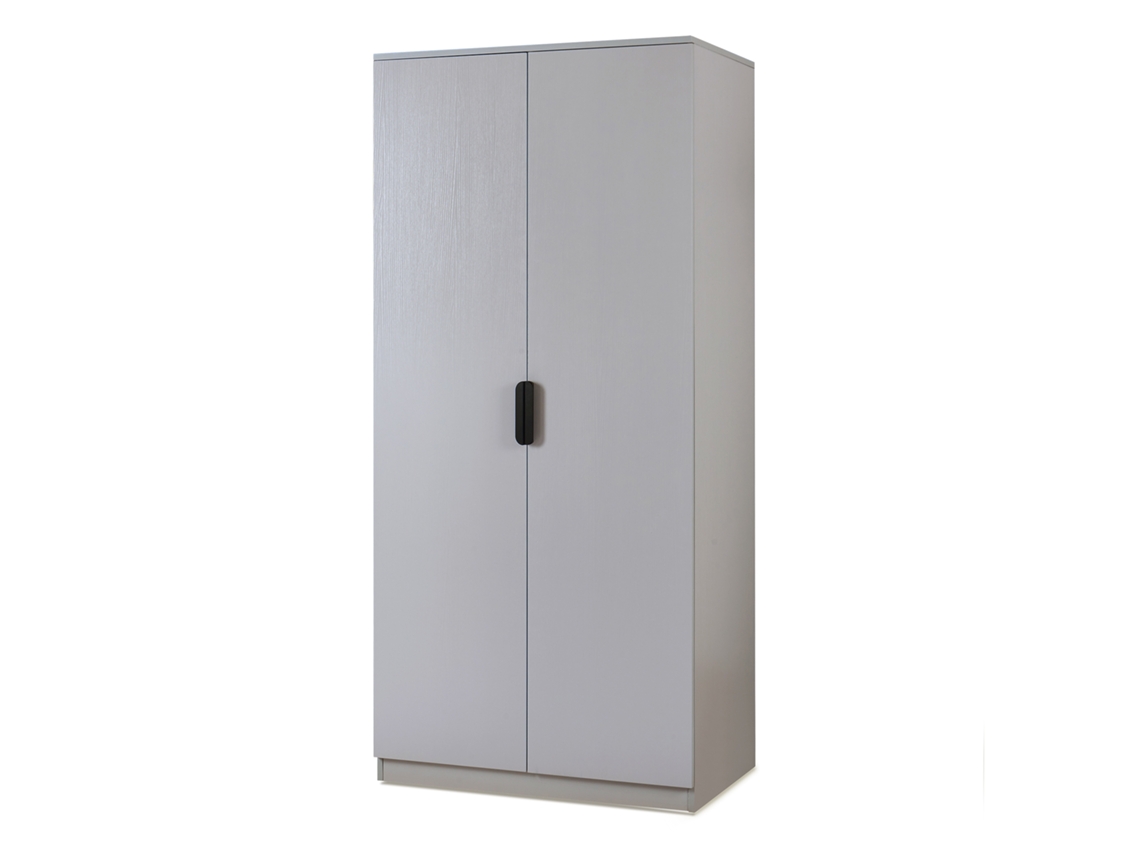 Guarda Roupa Eiselfing Mdf 176x80x52cm Cinza [EN.CASA] (2 Portas 1 Bengaleiro 4 Compartimentos)
