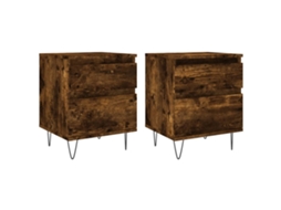 Bedside Cabinet, Bedside Cabinets Vidaxl Marrom Madeira Processada (n/a)