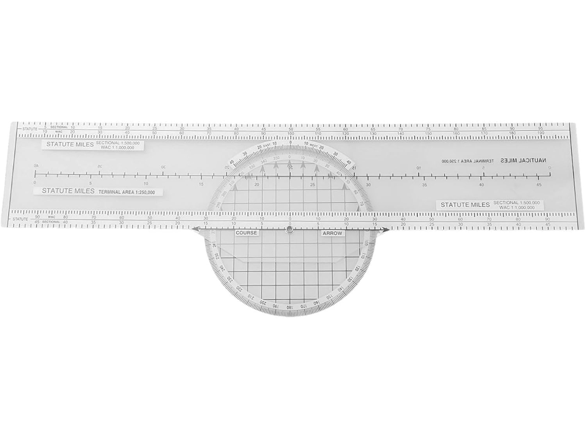 Régua deslizante leve em ABS para plotter aéreo, régua de engenharia de navegação de 33,6 cm com dado azimutal para cartas náuticas.