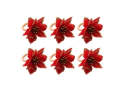 Conjunto de 6 Toalhas de Mesa Vermelha Flor Natal Elegante para Festas Aniversário Casamento | S/MARCA