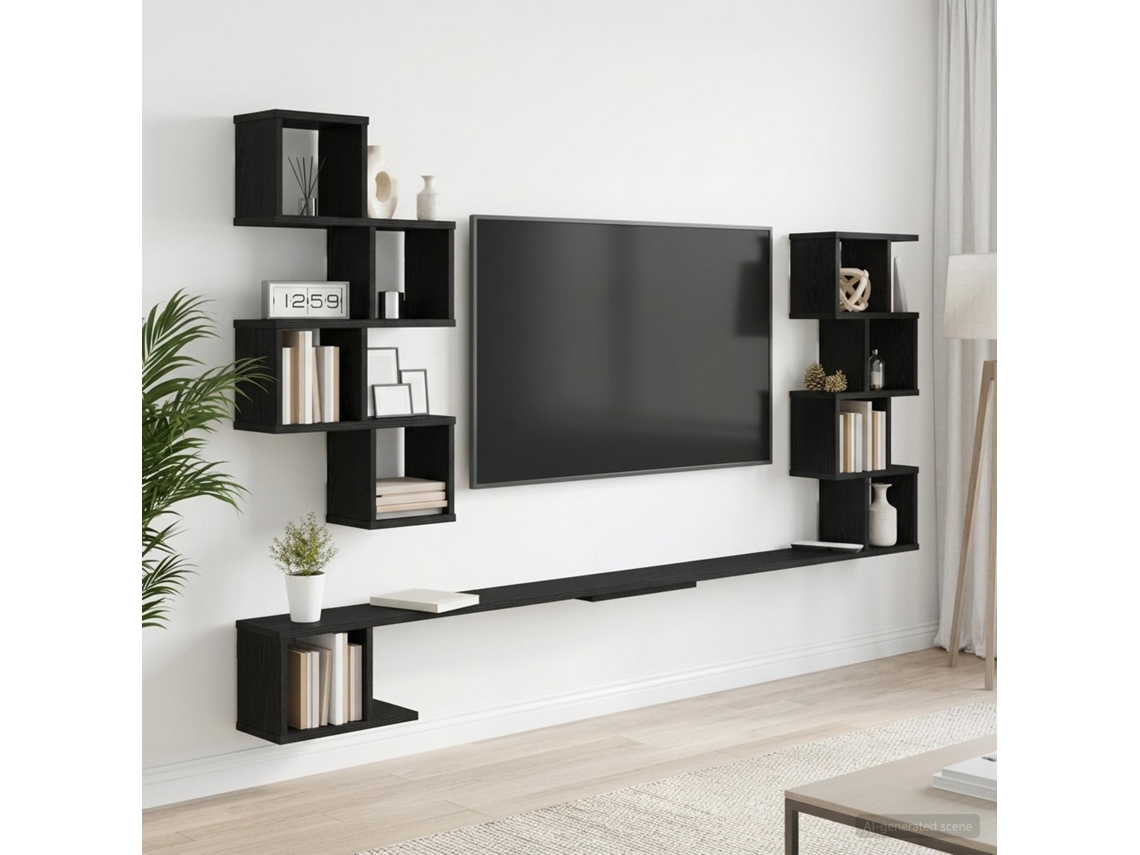Vidaxl Prateleira De Tv Montada Na Parede Carvalho Preto