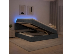 Vidaxl Cama De Armazenamento Led Com Colchão Cinzento-escuro