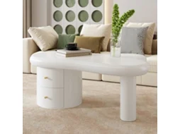 Mesa Centro Branca Irregular, 2 Gavetas.-hw