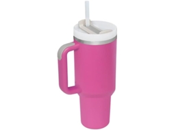 Botella De Agua De Vidrio Con Asa, 40 Oz, Tapa Con Pajita, 304 Brilvibera (rosa Barbie)