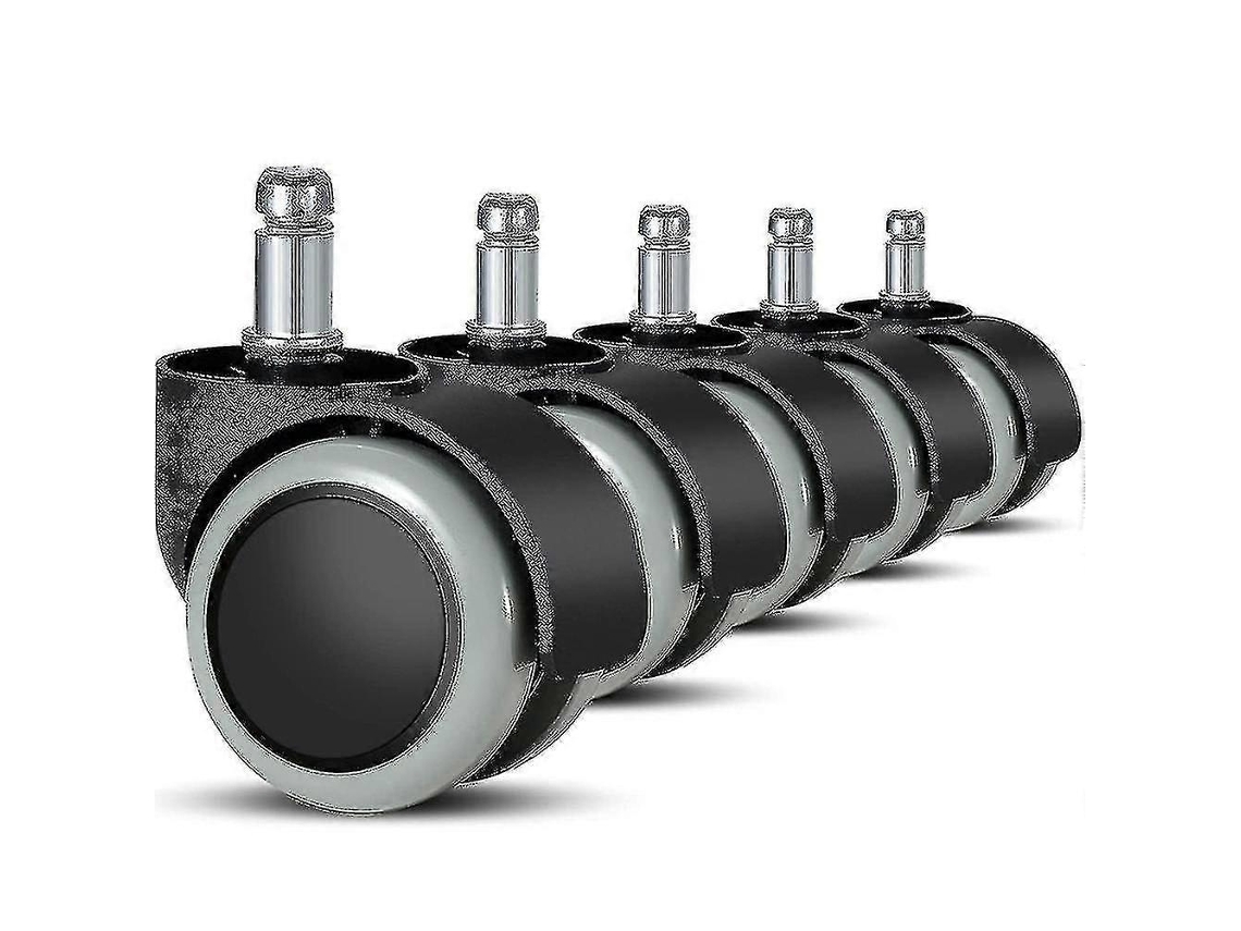 Pacote com 5 rodas de reposição para cadeiras de escritório de 11 mm/22 mm para pisos duros, cadeiras giratórias para jogos Prhh Slowmoose