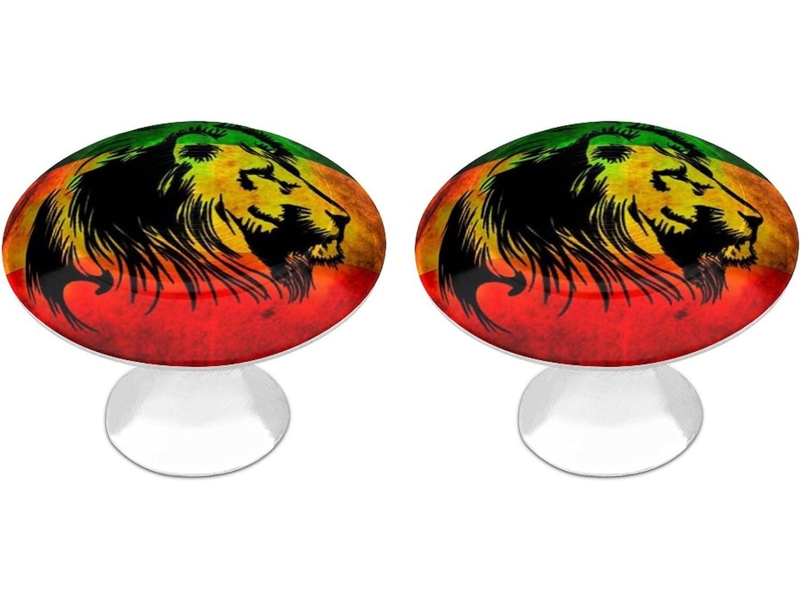 Puxadores De Armário Com Leão Rastafari, Redondos, Em Aço Inoxidável, Para Gavetas, Armários E Portas