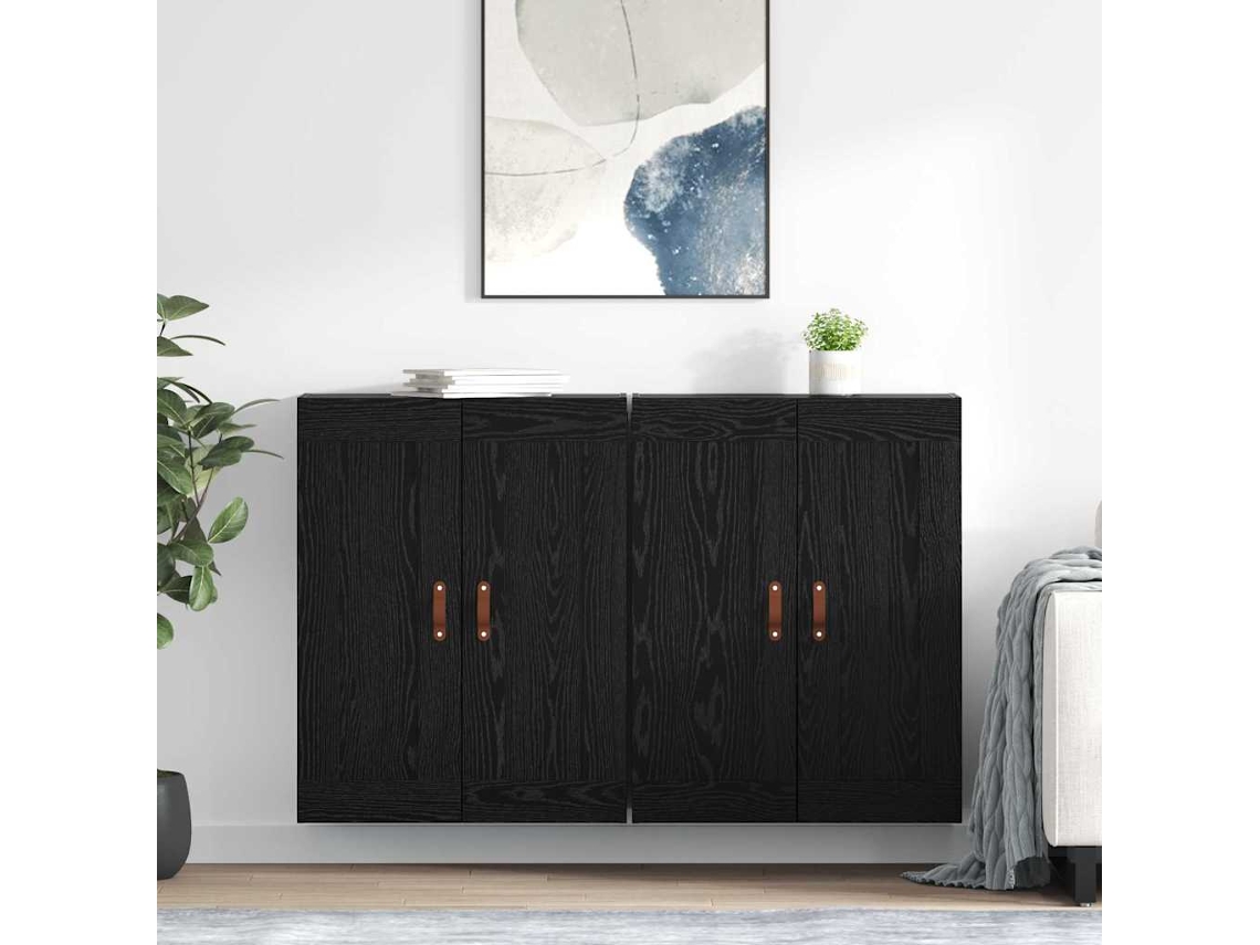 Vidaxl Estante De Parede 2 Unid. Carvalho Preto 69,5 X 34 X 90 Cm