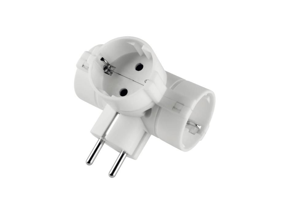 Adaptador Triplo POLY POOL Pp2350 3 Tomadas Schuko Branco