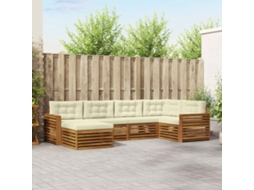 Vidaxl Conjunto De Sofás Para Exterior 6 Pcs Natural E Creme