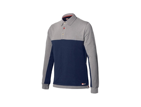 Polo Manga Larga Stretch Bicolor Azul-Gris