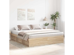 Estrutura De Cama Super King Size 180x200 Cm Carvalho Sonoma