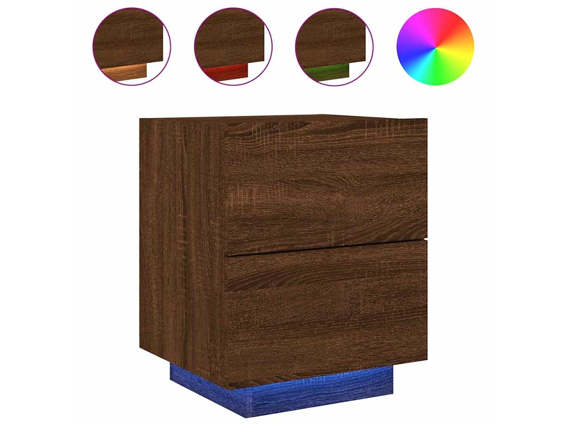 Mesa Principal MAISON EXCLUSIVE com Luzes Led em Madeira Carvalho Castanho